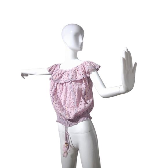 Barok Paris Women's XL Whimsical Fairycore  Eyelet Lace  Crochet Romantic Top - Picture 2 of 15